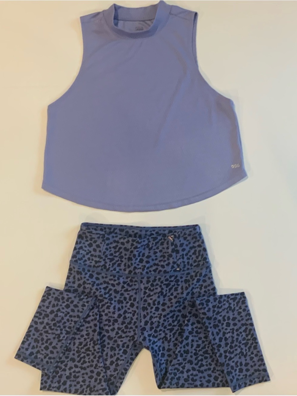 Women’s Blue Leopard Leggings with Matching Crop Top